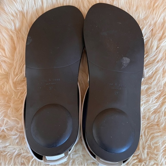 Rag & Bone White August Mock-Croc Flat Sandals Sz-37 - Picture 7 of 9